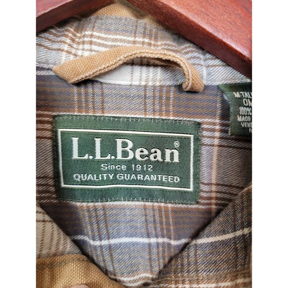L.L. Bean Snap Up Shirt Shacket Men's Medium Tall Flannel Lined Duck Material - Picture 3 of 5